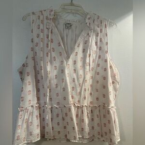 J. Crew Factory Ivory Sleeveless Peplum Blouse with rose gold Metallic Dots